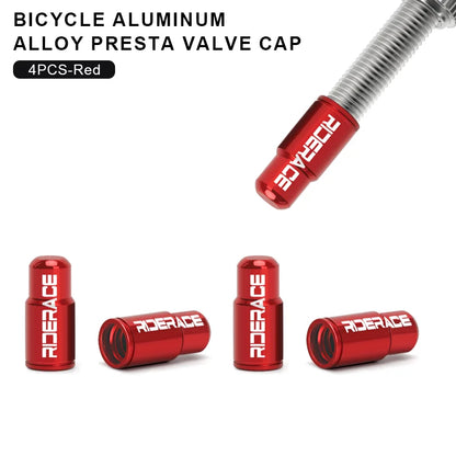 RIDERACE Bicycle Tire Valve Cap Aluminum Alloy CNC MTB Road Bike Tube Tyre Gas Nozzle Cover for FV Presta Valve Dustproof Beauty World Shop