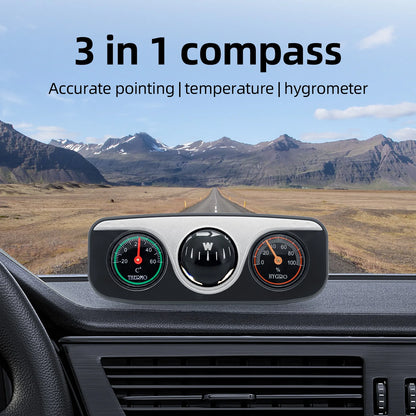 Car Ornaments Decoration 3 in 1 Guide Ball Compass For Auto Boat Vehicles Thermometer Compass Hygrometer Interior Accessories Beauty World Shop