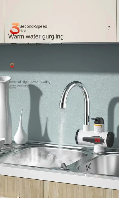 3000W Electric Kitchen Water Heater Tap Instant Hot Water Faucet Heater Cold Heating Faucet Tankless Instantaneous Water Heater Beauty World Shop