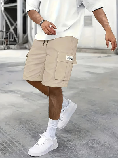 Men's work shorts; summer comfort; multi-pocket; outdoor leisure sport beach pants; elastic waistband