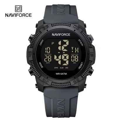 NAVIFORCE 7104 Sports Men's LCD Digital Leisure Date Week Alarm Clock Waterproof Silicone Strap Electronic Watch électronique Beauty World Shop