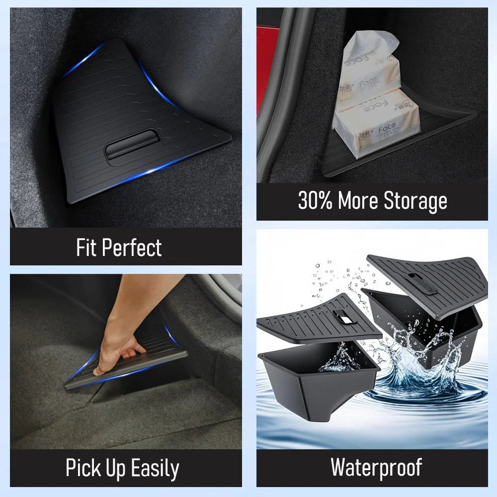Trunk Organizer for Tesla Model 3 2024 2025 Waterproof Rear Trunk Storage Bins Side Box with Carpeted Lip Car Travel Accessories Beauty World Shop