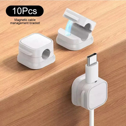 10Pcs Magnetic Cable Holder Self Adhesive Cord Clip Smooth Pulling Charging Cable Keeper Wire Clip for Car/Home/Office Beauty Trend Shop