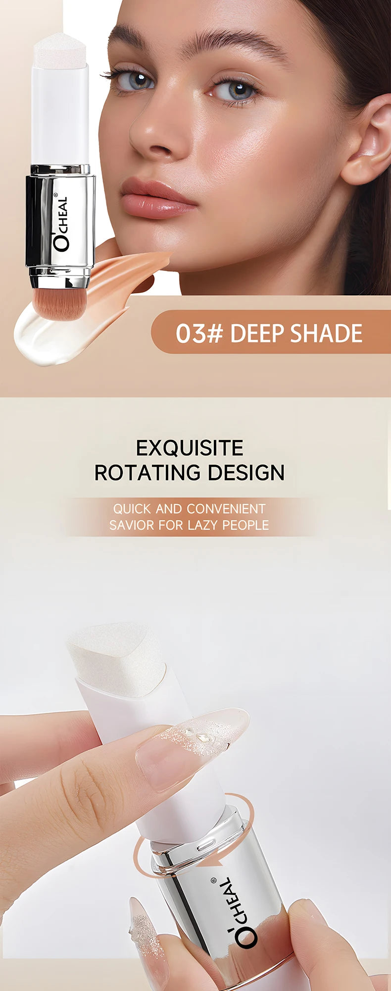 O'CHEAL Temperature Changing Foundation Stick Facial Coverage Blemishes Pores Double-Headed Face Matte Makeup Foundation Cream Beauty World Shop
