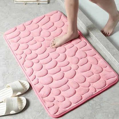 1pc embossed fiber carpet, bathroom living room anti slip mat, pebble floor mat, household items Beauty World Shop