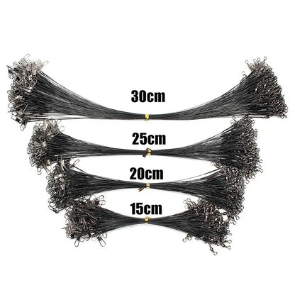 20pcs Anti Bite Steel Fishing Line Steel Wire Leader With Swivel Fishing Accessory Lead Core Leash Fishing Wire 15CM-50CM Beauty World Shop