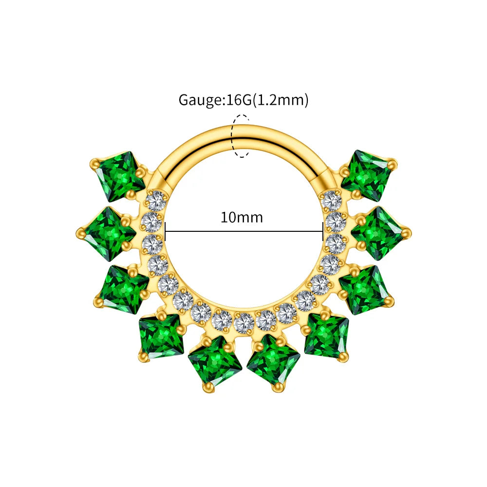 Right Grand ASTM F136 Titanium 16G CZ Hinged Clicker Segment Hoop Ring 8mm/10mm Daith Helix Earring Septum Nose Piercing Jewelry Beauty World Shop