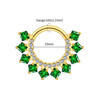 Right Grand ASTM F136 Titanium 16G CZ Hinged Clicker Segment Hoop Ring 8mm/10mm Daith Helix Earring Septum Nose Piercing Jewelry Beauty World Shop