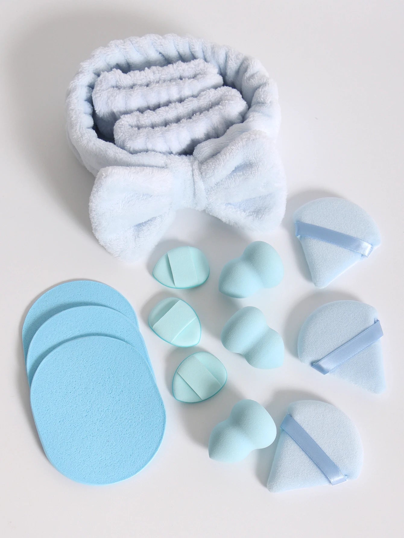 15Pcs Multi-Colored Fluffy Headband and Makeup Sponge Set-Sweet Style, Perfect Beauty Assistant Beauty World Shop