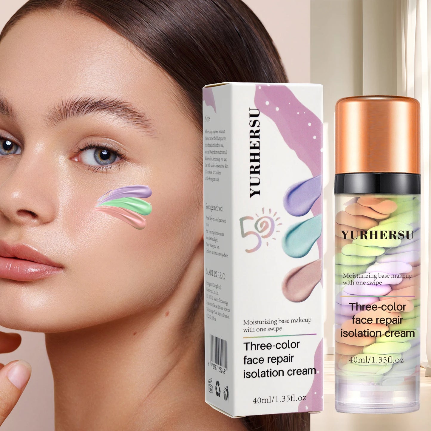 Three color press release cream concealer isolate makeup facial base brightening cream Beauty World Shop