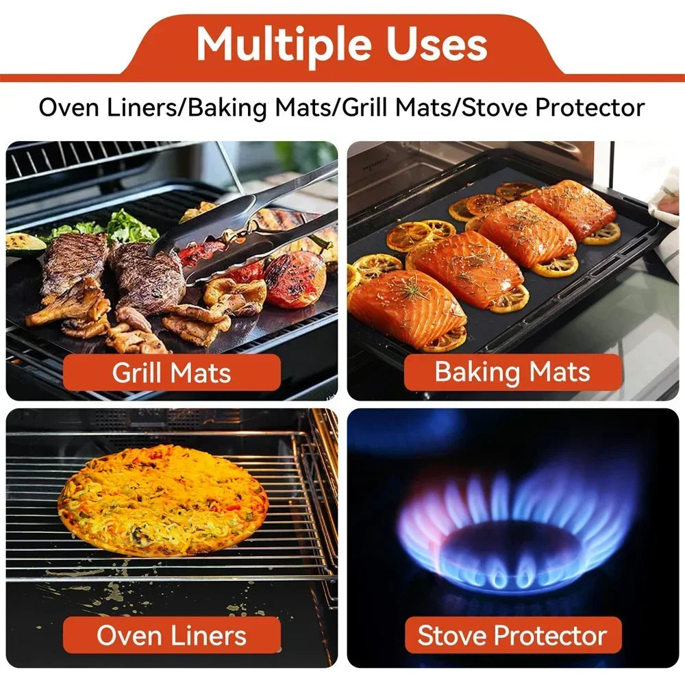 Oven Liners for Bottom of Electric Gas Oven Reusable Non-Stick Teflon Protector Mat Heat Resistant Grill Mats Beauty World Shop