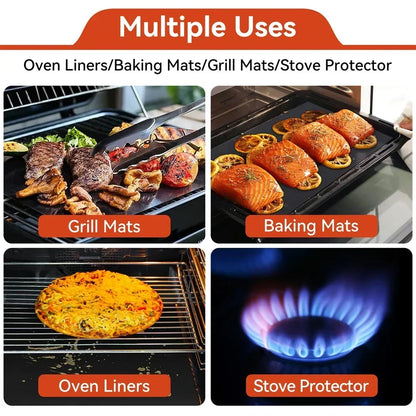 Oven Liners for Bottom of Electric Gas Oven Reusable Non-Stick Teflon Protector Mat Heat Resistant Grill Mats Beauty World Shop