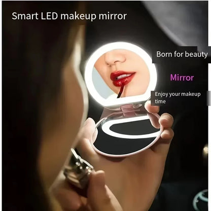 Compact Mirror with Light, 1X/3X Magnification LED Pocket Mirror with USB Data Cable, Pink Mini Mirror for Purse, Pocket,Travel Beauty World Shop