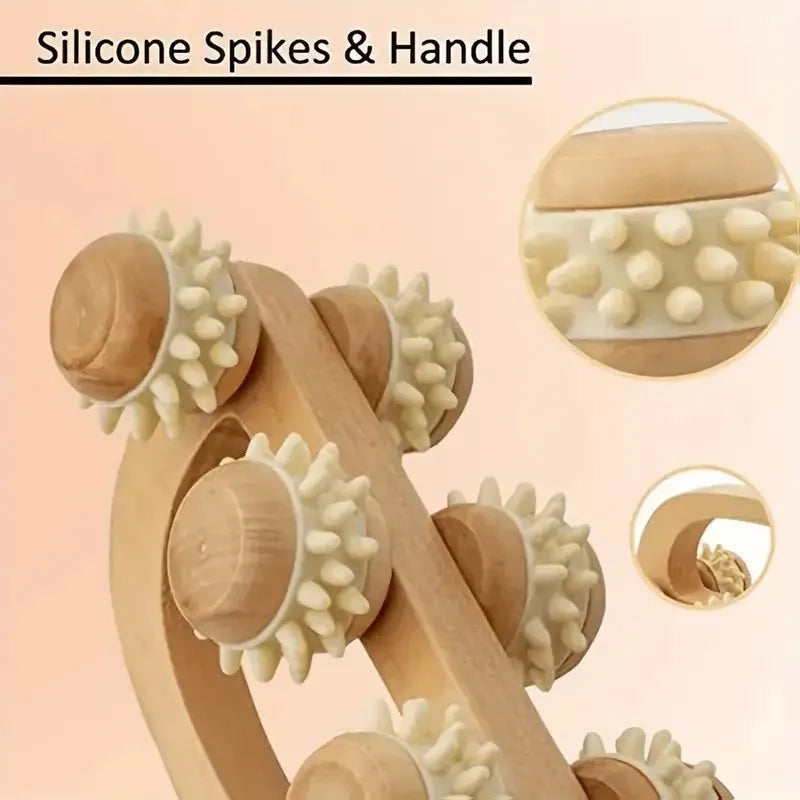 Wooden Massage Roller Tool, Manual Wooden Massager, 1 Pcs Wood Back Massage Roller for Neck Leg Back Deep Tissue Muscle Massage Beauty World Shop