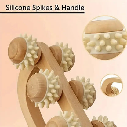 Wooden Massage Roller Tool, Manual Wooden Massager, 1 Pcs Wood Back Massage Roller for Neck Leg Back Deep Tissue Muscle Massage Beauty World Shop