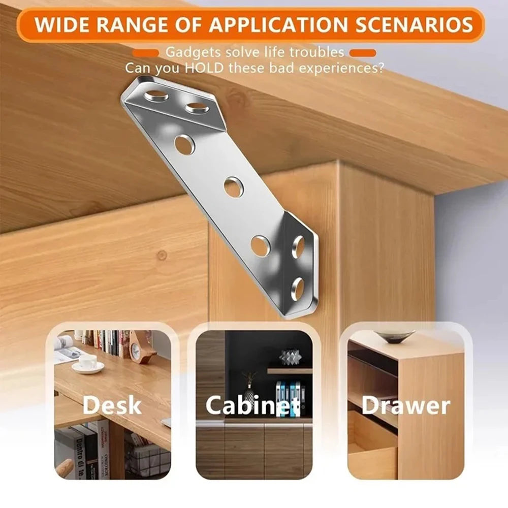 10/20/40/50pcs Thickened Stainless Steel Angle Code 90 Degrees Right Angle Fixed Bracket Furniture Connectors Beauty World Shop