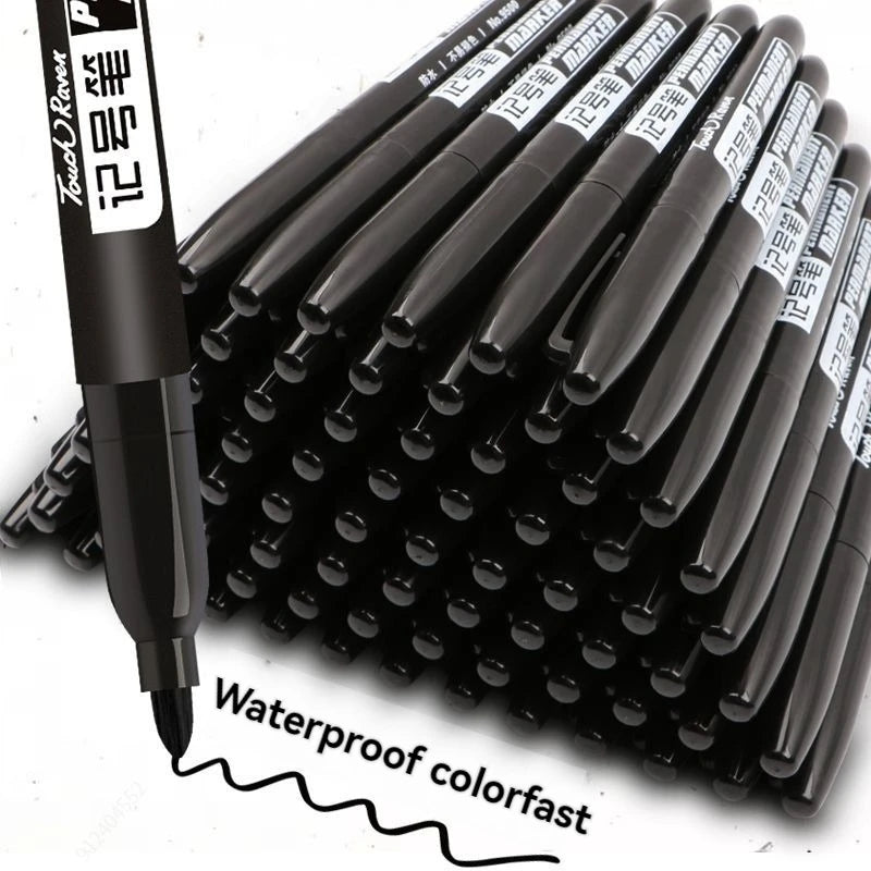6 Pcs/Set Permanent Art Marker Pen Fine Point Waterproof Ink Thin Nib Crude Nib Black Blue Red Ink 1.5mm Fine Color Marker Pens Beauty World Shop