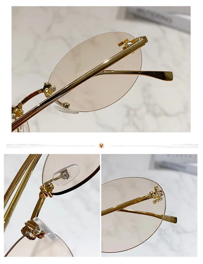 Elegant Diamond Oval Sunglasses Male Letter "F" Rimless Sunglasses  car sunglasses 90902 Beauty World Shop