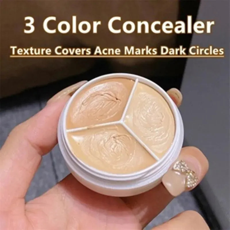 3-Color Concealer Palette Professionally Covers Dark Circles Around Eyes and Face Beauty World Shop