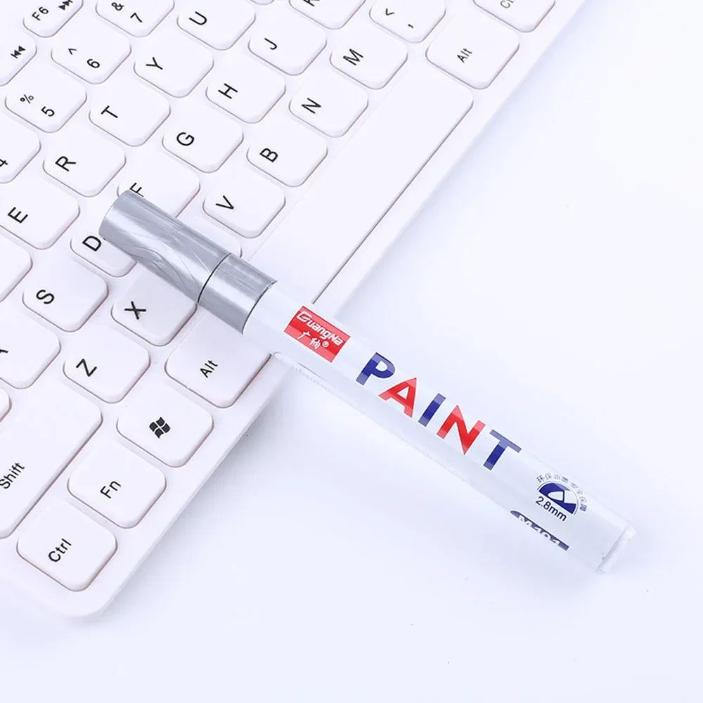 Car Paint Pen Waterproof Car Wheel Tire Oily Painting Mark Pen Auto Rubber Tyre Tread CD Metal Permanent Paint Marker Beauty World Shop