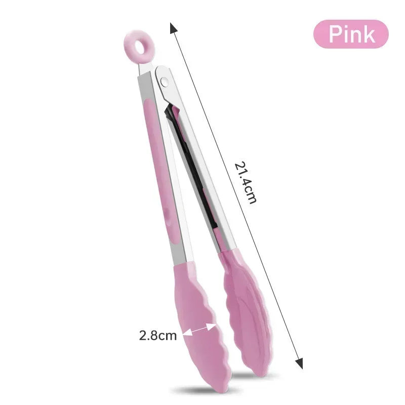 7 Inch Food Tongs Creative Non-slip BBQ Grilling Tongs Salad Bread Cooking Clip Clamp Serving Utensils Tongs Kitchen Accessories Beauty Trend Shop