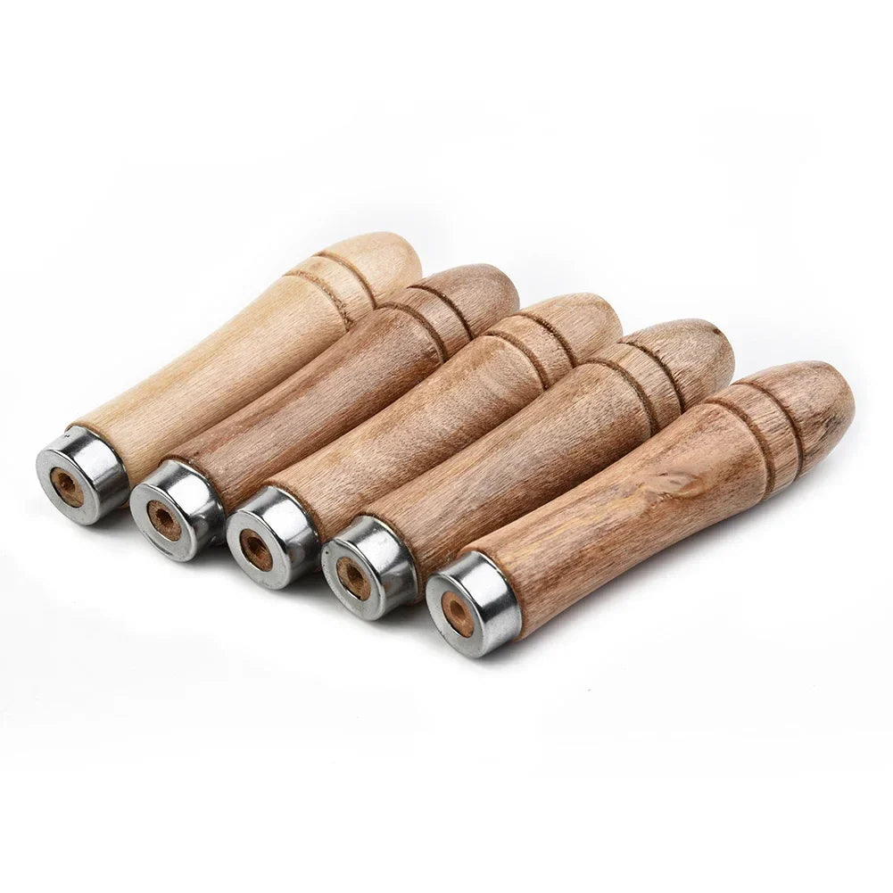 5pcs/set Wooden File Handle Replacement For Metal File,wood Rasp,screwdrivers,hand Drills For File Craft Tool Length 9cm Hole Beauty Trend Shop