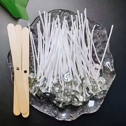 100pcs Waxed Cotton Candle Wicks Set with Stand Original Smokeless Candle Wicks Soy Oil Wax Core Woven Making Candles Supplies Beauty World Shop