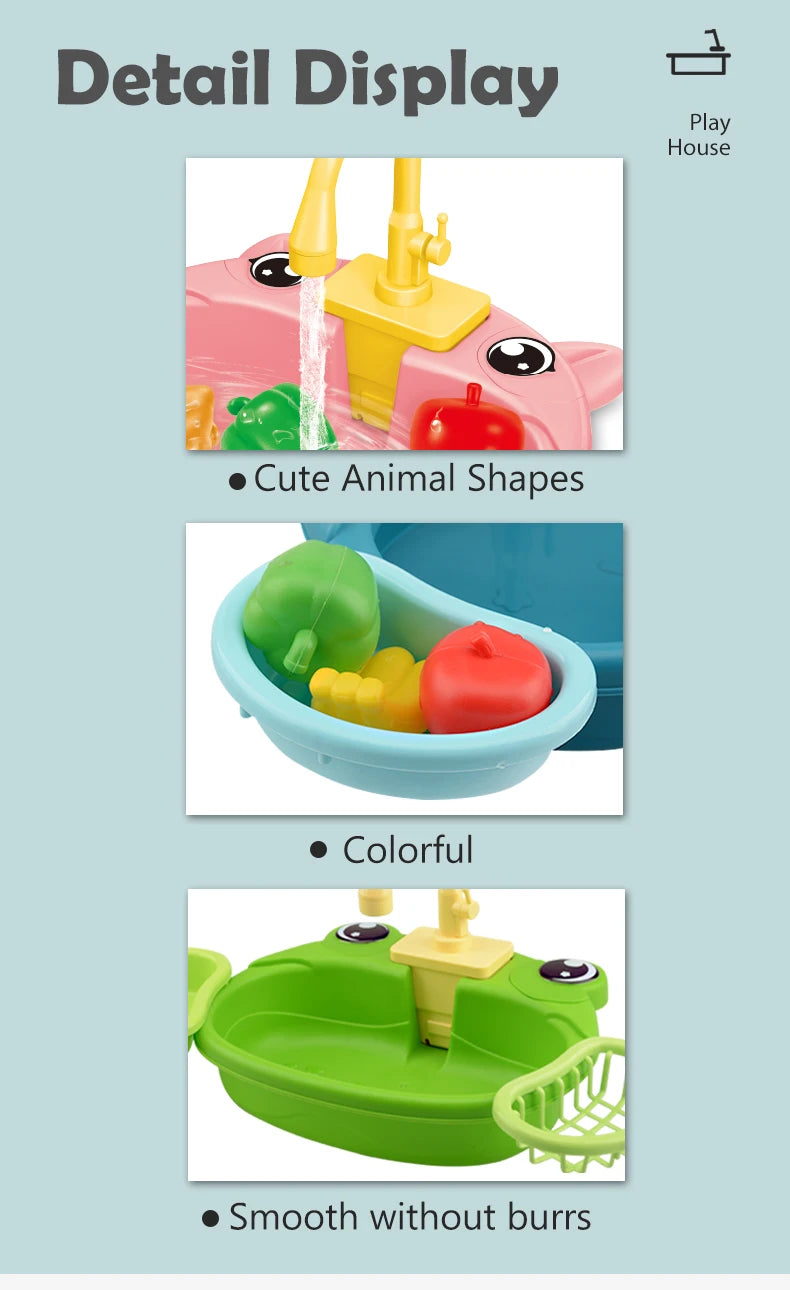 Dishwasher Toys, Kitchen Sink Electric Playing with Running Water  Automatic Water Cycle System Simulated kitchen accessories Beauty World Shop