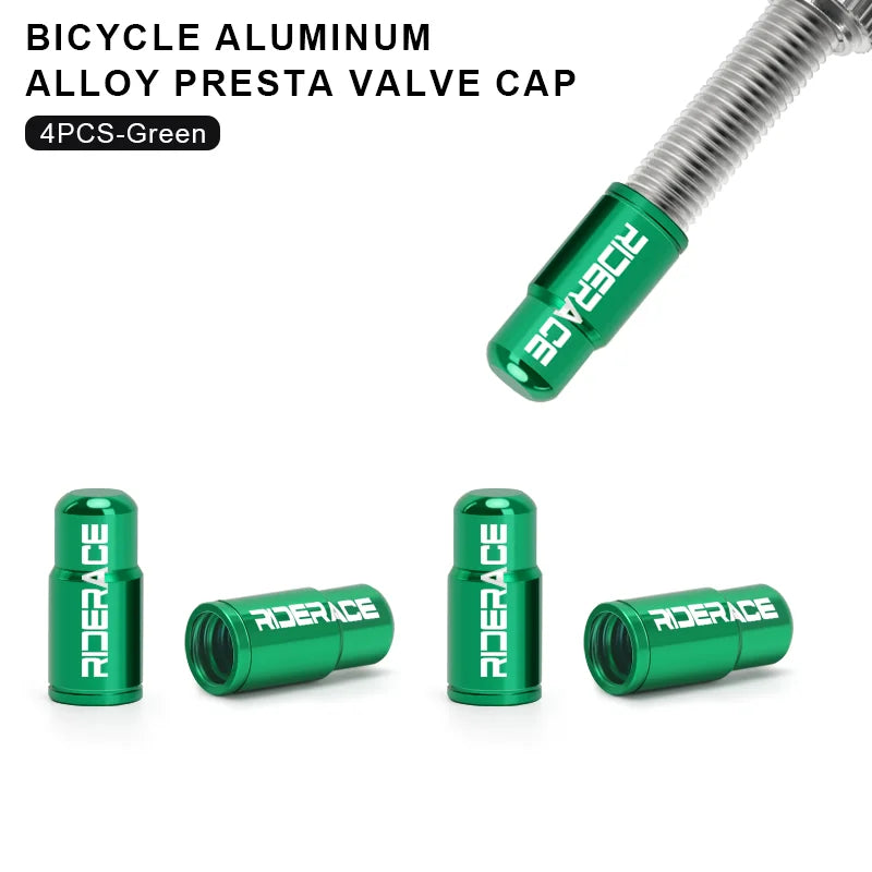 RIDERACE Bicycle Tire Valve Cap Aluminum Alloy CNC MTB Road Bike Tube Tyre Gas Nozzle Cover for FV Presta Valve Dustproof Beauty World Shop