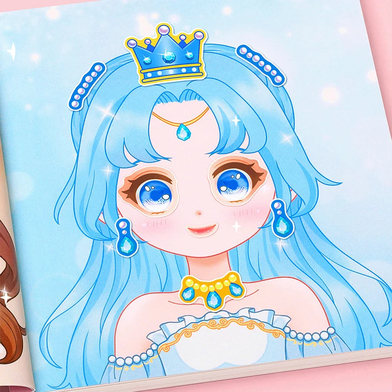 1set Toy Puzzle Stickers Reusable for Girls Cartoon Princess Make a Face Stickers Handicrafts Creative Kids Stickers Beauty World Shop