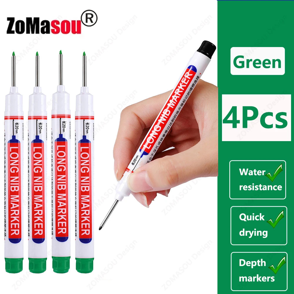 1-100Pcs 2cm Waterproof Long Head Markers Deep Hole Marker Pen for Metal Carpenter Red/Black/Blue/Green Ink Woodworking Tools Beauty World Shop