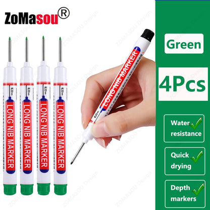 1-100Pcs 2cm Waterproof Long Head Markers Deep Hole Marker Pen for Metal Carpenter Red/Black/Blue/Green Ink Woodworking Tools Beauty World Shop