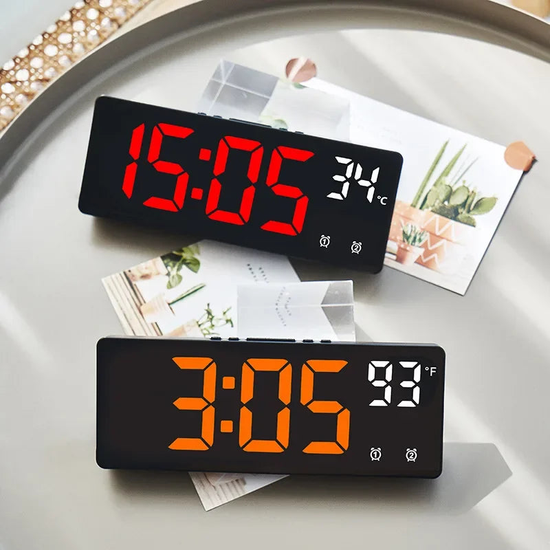 Voice Control Digital Alarm Clock Temperature Dual Alarm Snooze Desktop Table Clock Night Mode 12/24H LED Digital Clock Desk Beauty World Shop