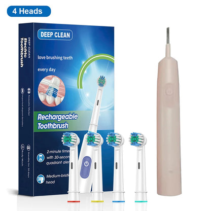 Electric Toothbrush Rotary Rechargeable Electric Toothbrush for Adults Rotating Electric Toothbrushes with 8 Soft Brush Heads Beauty World Shop