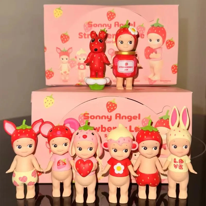Genuine Sonny Angel Strawberry Love Series Cute Collectible Blind Box Dolls Desktop Decorations Surprise Fan Birthday Gift Toy Beauty World Shop