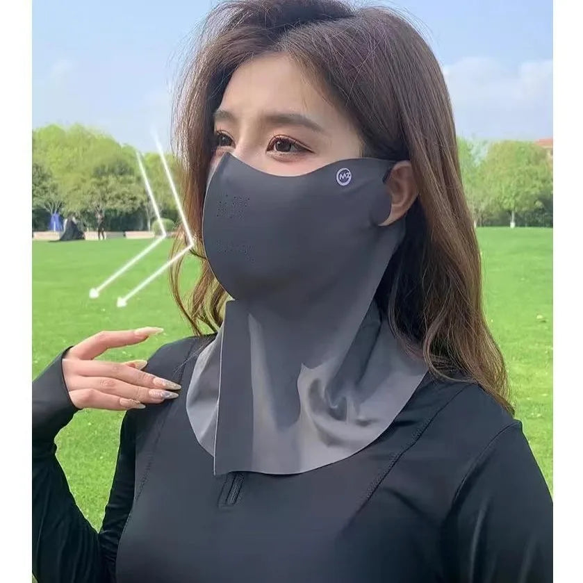 Women Summer UV Protection Neck Scarf Ice Silk Face Mask Cover Outdoor Wrap Cover Sports Cycling Sun Proof Sunscreen Dustproof Beauty World Shop