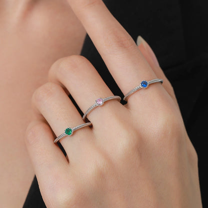 Ailmay 925 Sterling Silver Round Rainbow Zircon Rings For Women Wedding Engagement Party Colored Jewelry Beauty World Shop