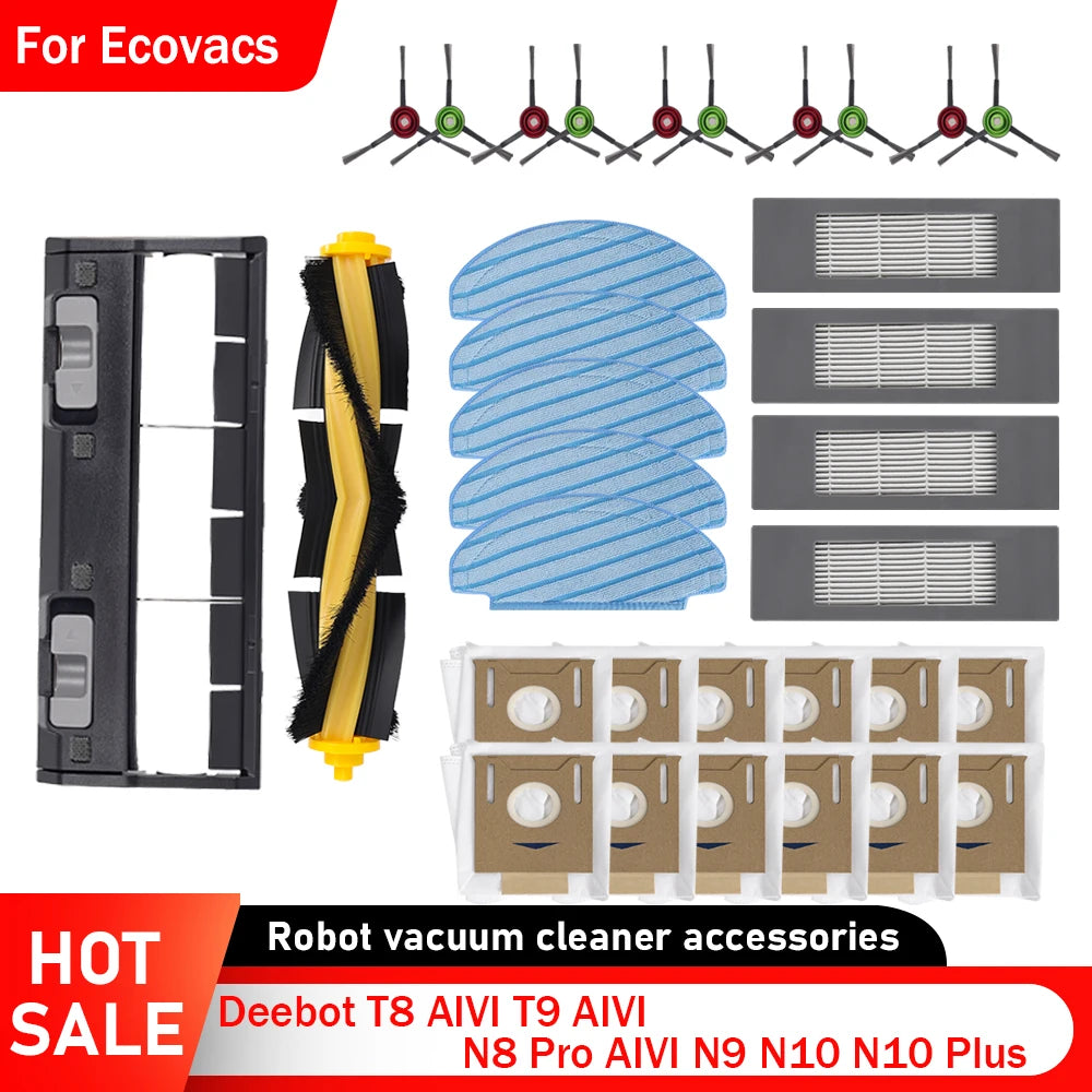 Accessories For ECOVACS Deebot T8 AIVI N8 Pro AIVI N9 N10 N10 Plus Side Brush,Main Brush,  Filter, Dust Bag,Hepa Filter Beauty World Shop