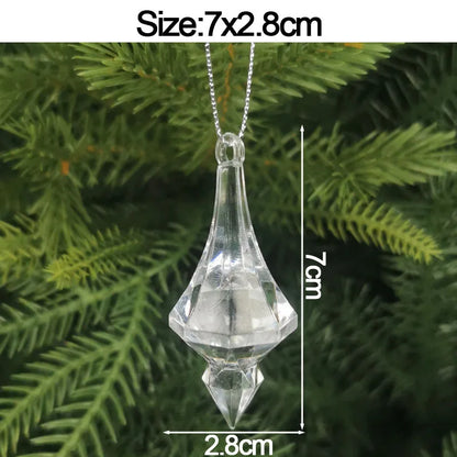 5pcs Christmas Home Decorations Crystal Acrylic Ornaments Snowflake Elk Xmas Tree Hanging Pendants Navidad 2025 New Year Gift Beauty World Shop