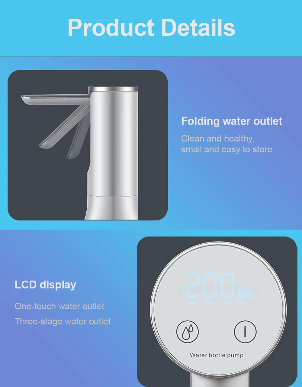 Electric Water Gallon Bottle Pump Automatic Water Dispenser Pump 19 Liters Foldable Desktop Water Bottle Pump H3 Rechargeable Beauty World Shop