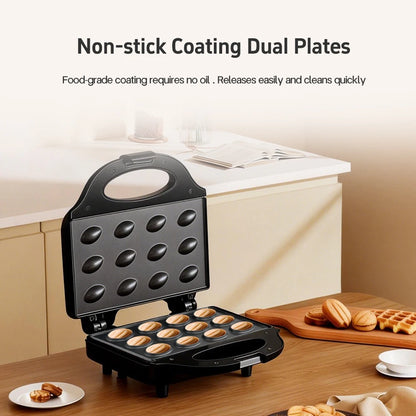 Electric Walnut Cake Waffle Maker With Nuts 12 Holes Cooking Kitchen Biscuits Making for Baking Business Nuts Waffle Beauty World Shop