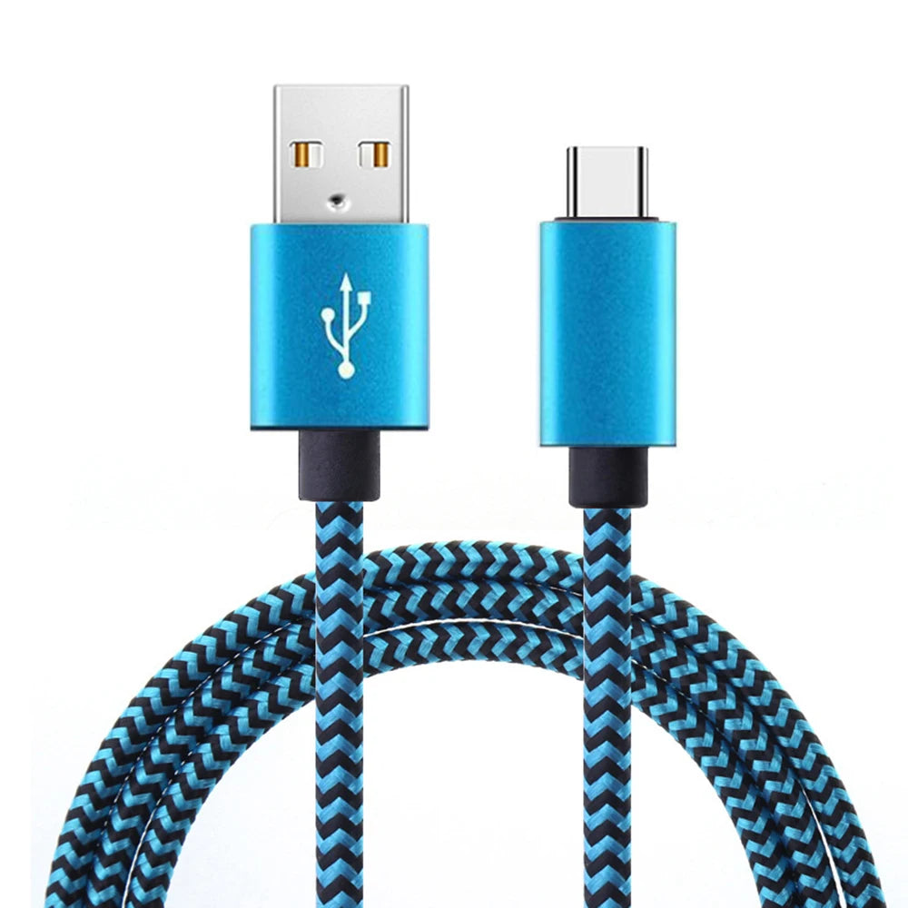 USB Type C Cable Date Sync 2.4A Fast 1M 2M 3M Charging Nylon Braided Wire Charger Cable For Samsung Huawei Android Mobile Phone Beauty World Shop