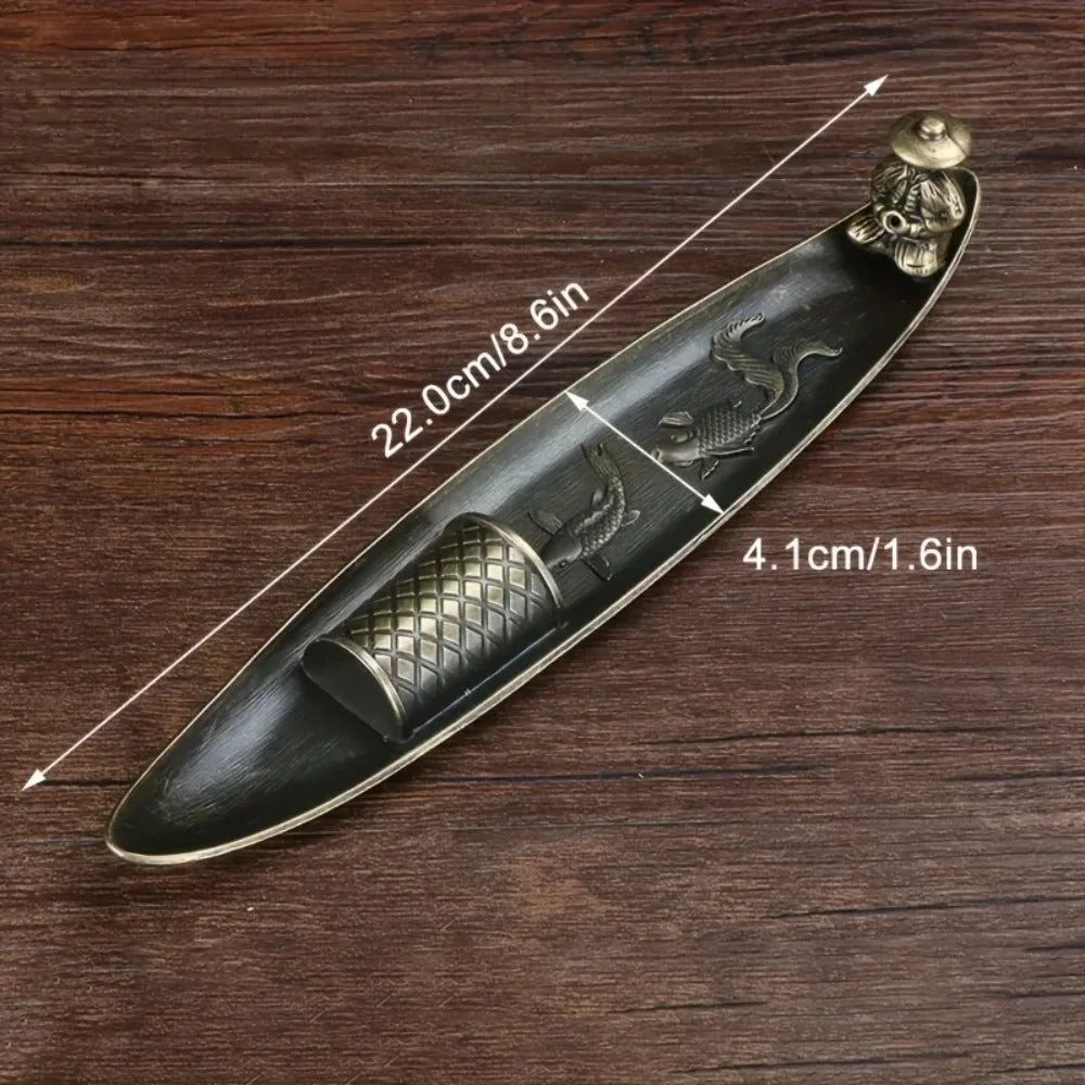Creative Incense Holder Aromatherapy Ornament Incense Holder Boat Old Men Fishing Japanese Style Incense Stick Burner Home Decor Beauty World Shop