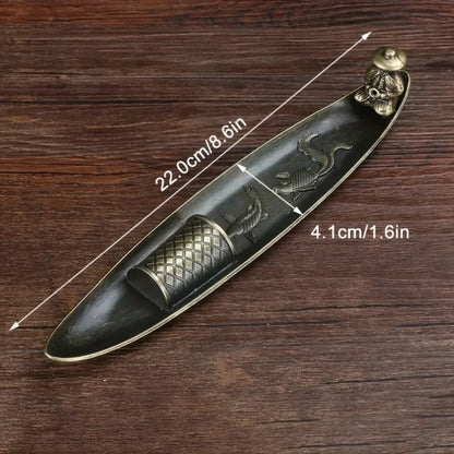 Creative Incense Holder Aromatherapy Ornament Incense Holder Boat Old Men Fishing Japanese Style Incense Stick Burner Home Decor Beauty World Shop