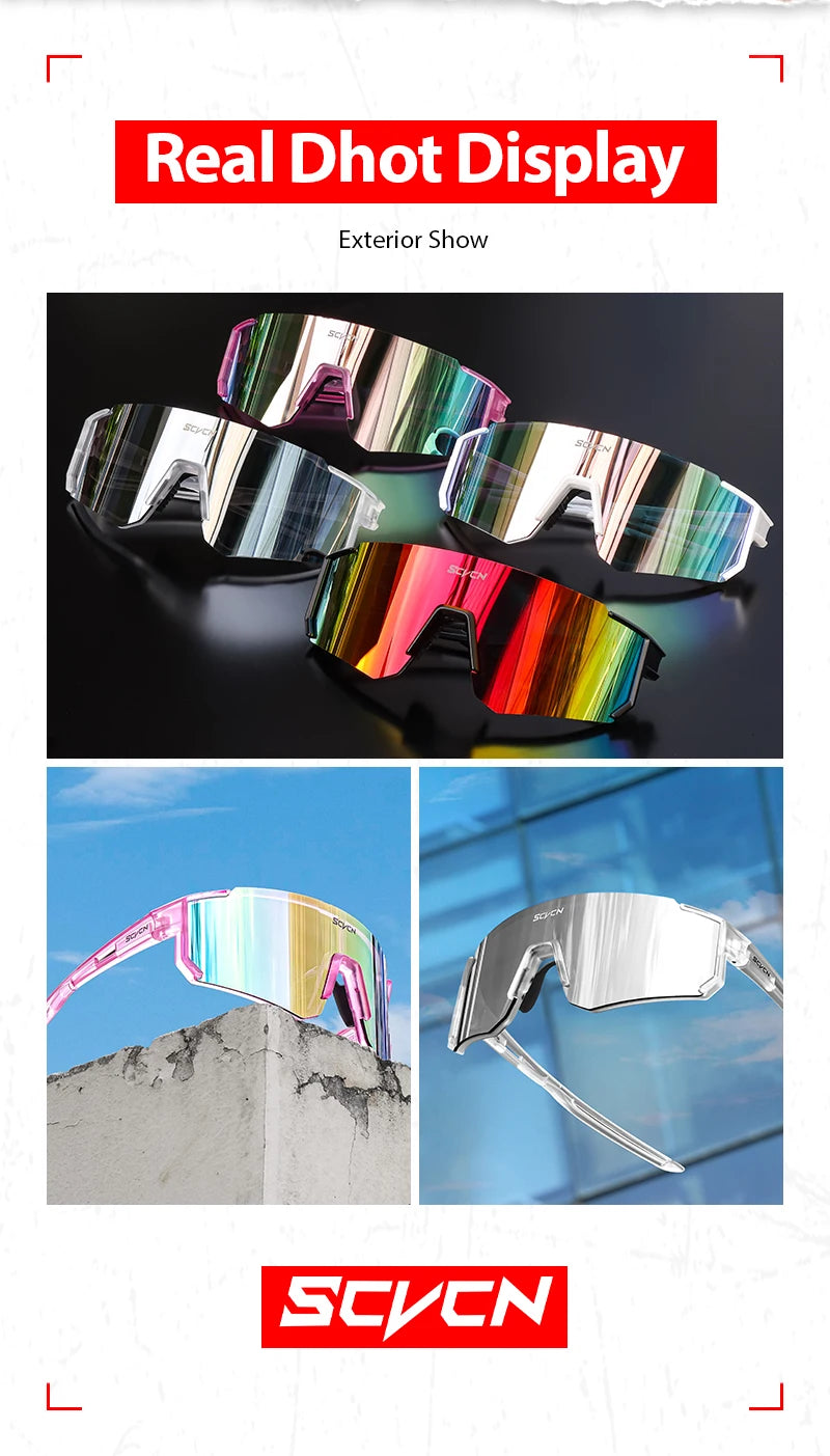 SCVCN New Outdoor Cycling Sunglasses Men Road Driving Bike Glasses  Sports Mountain Climbing Women Bicycle Cycling UV400 Goggles Beauty World Shop