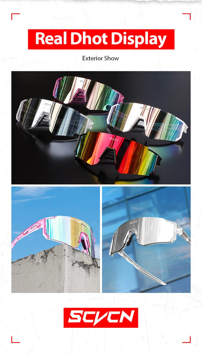 SCVCN New Outdoor Cycling Sunglasses Men Road Driving Bike Glasses  Sports Mountain Climbing Women Bicycle Cycling UV400 Goggles Beauty World Shop