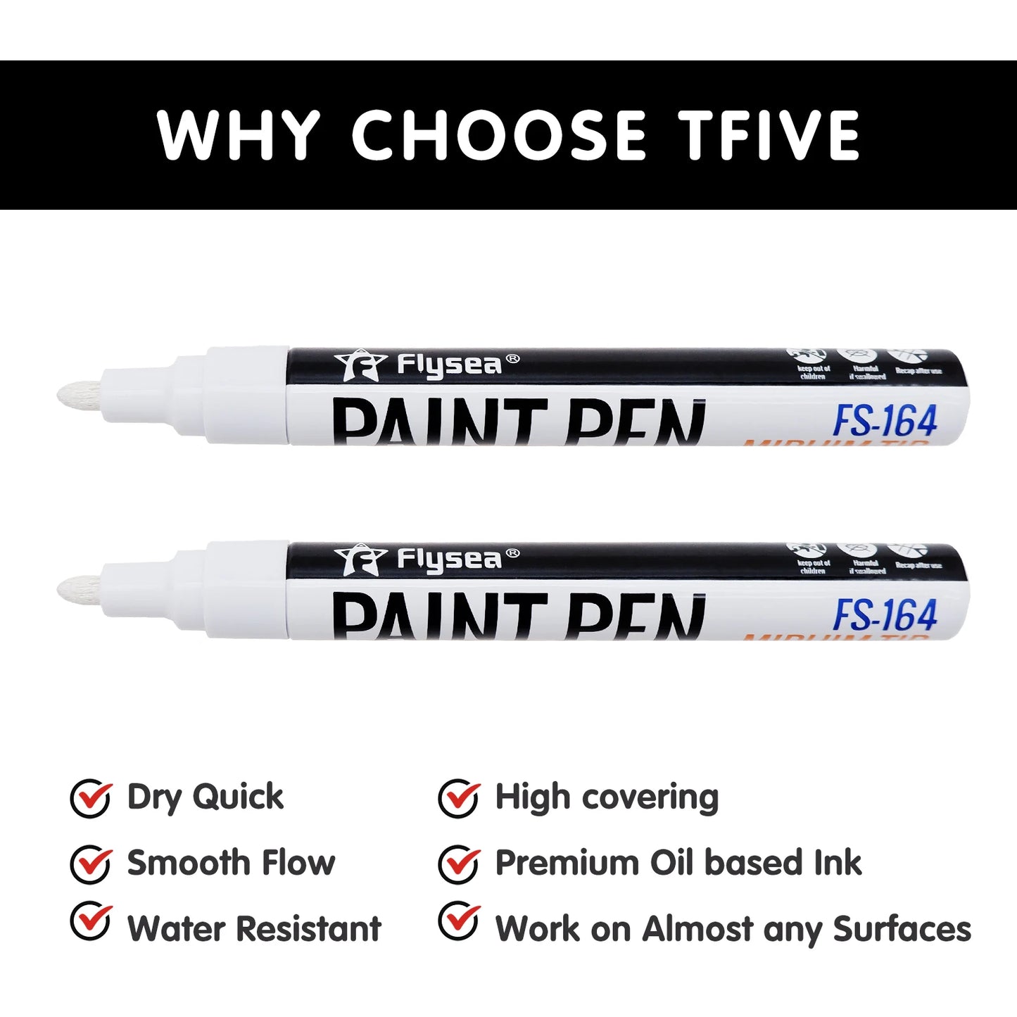 Black/White Oil Based Paint Pens, Permanent Marker for Metal, Wood, Canvas, Fabric, Plastic, Tire, Glass, Waterproof Beauty World Shop