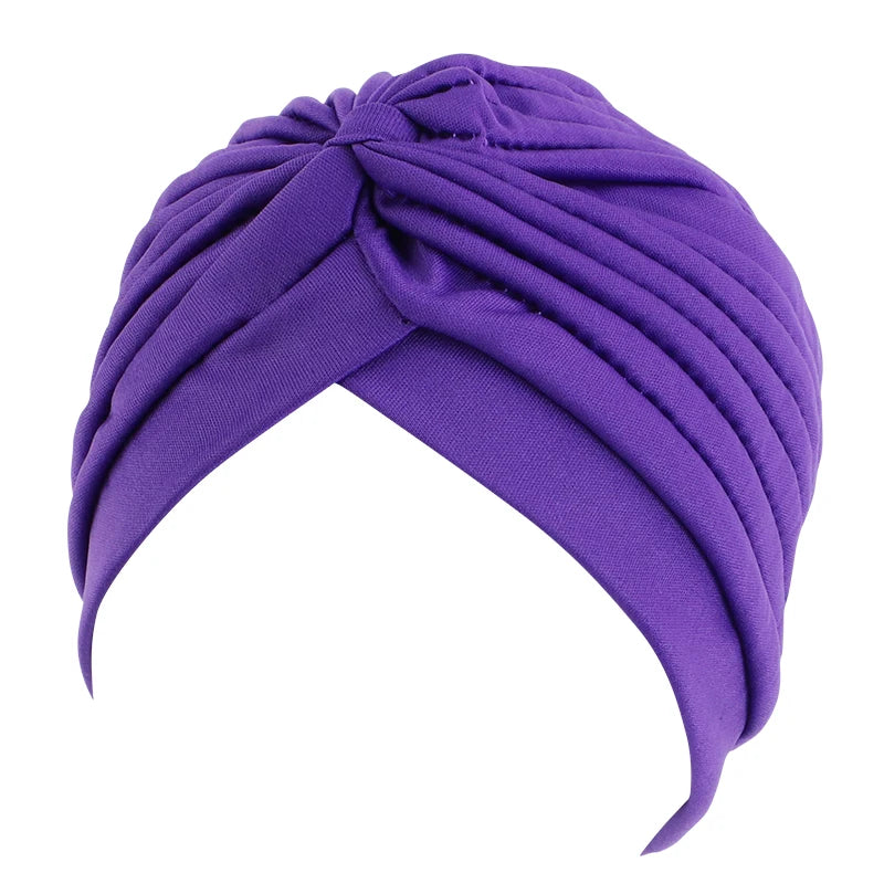 New Knotted Ruffle Turban Ladies Soft Headscarf Casual Streetwear Female Muslim Hijab Indian Hats Cancer Chemo Cap Turbante Beauty World Shop