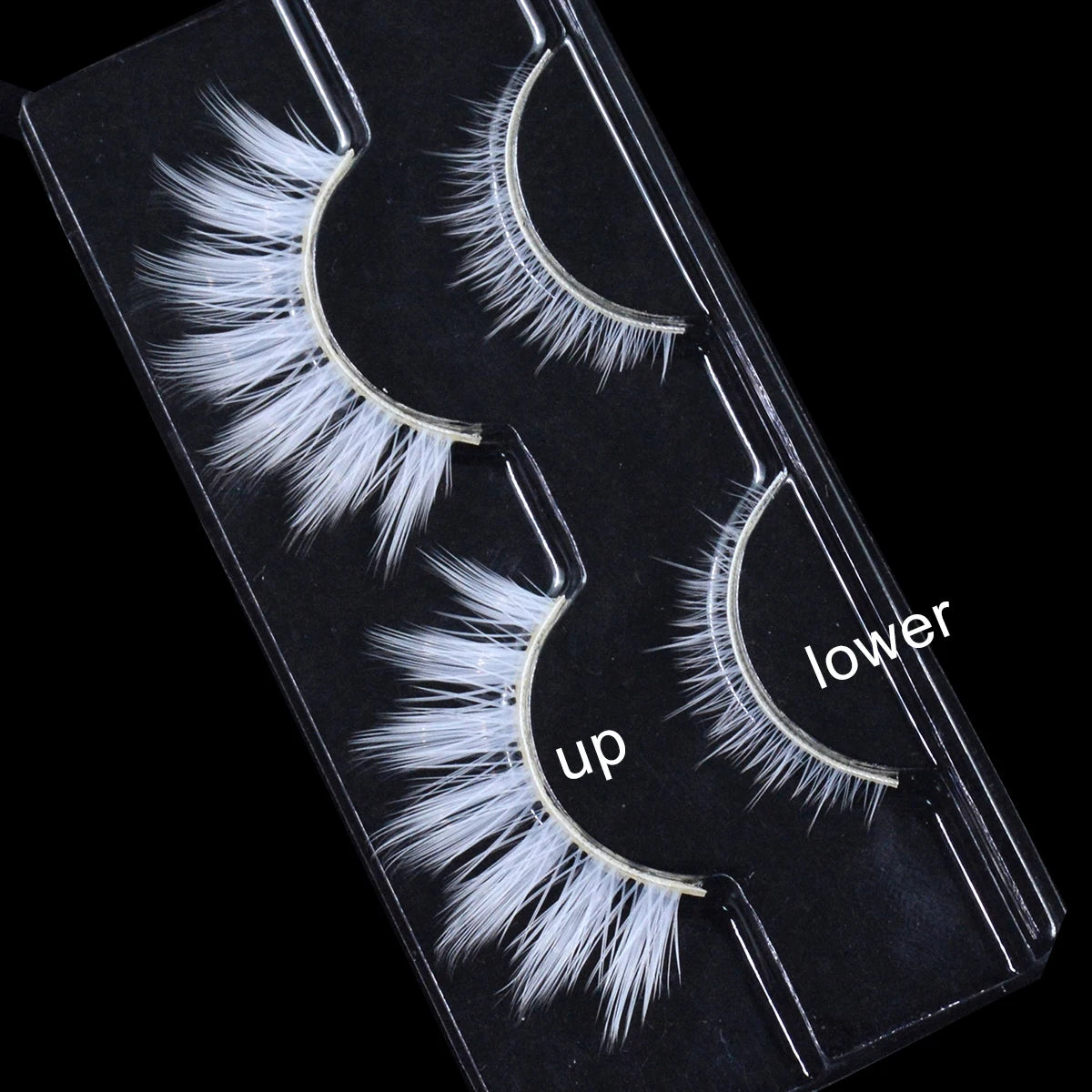 2 Pairs/cas 3D White Eyelashes Clear Band Snow Color Eye Lashes Cosplay Halloween Manga Lashes Makeup Up and Lower Bottom Lashes Beauty World Shop