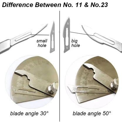11 23 Scalpel Blade Set Metal Handle Stationery Steel Precision Craft Knife Cutter Wood Carve Stencil Box Open DIY Surgical Tool Beauty World Shop
